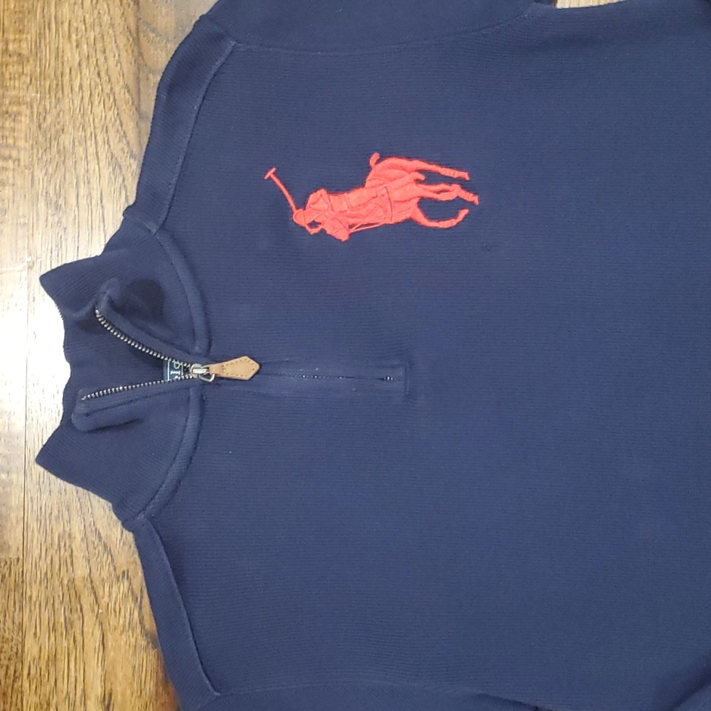 Boys Polo Ralph Lauren big pony 1/4 zip pullover sweater size S(8) - Picture 2 of 5